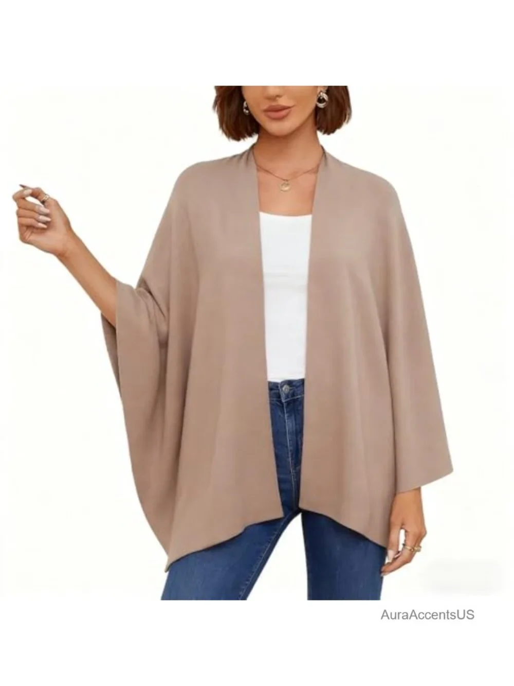 Womens Soft Warm Open Front Poncho Cape Cardigan Sweater Shawl Wrap Fall Winter